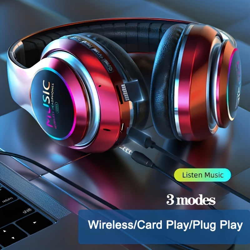 Wireless Foldable Headphones with Deep Bass, Mic & 3.5mm Jack