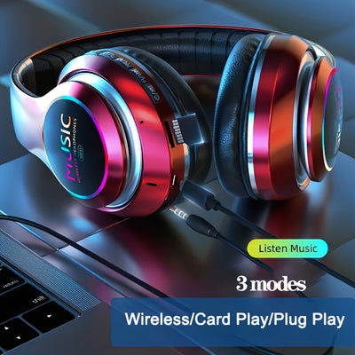 Wireless Foldable Headphones with Deep Bass, Mic & 3.5mm Jack
