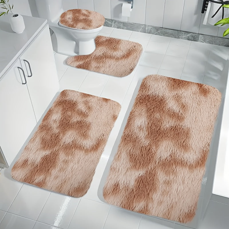 4‑Piece Fluffy Bathroom Mat Set - Soft, Absorbent & Non‑Slip | UK