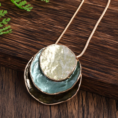 3‑Layer Round Enamel Jewellery Set Necklace & Earrings UK Delivery