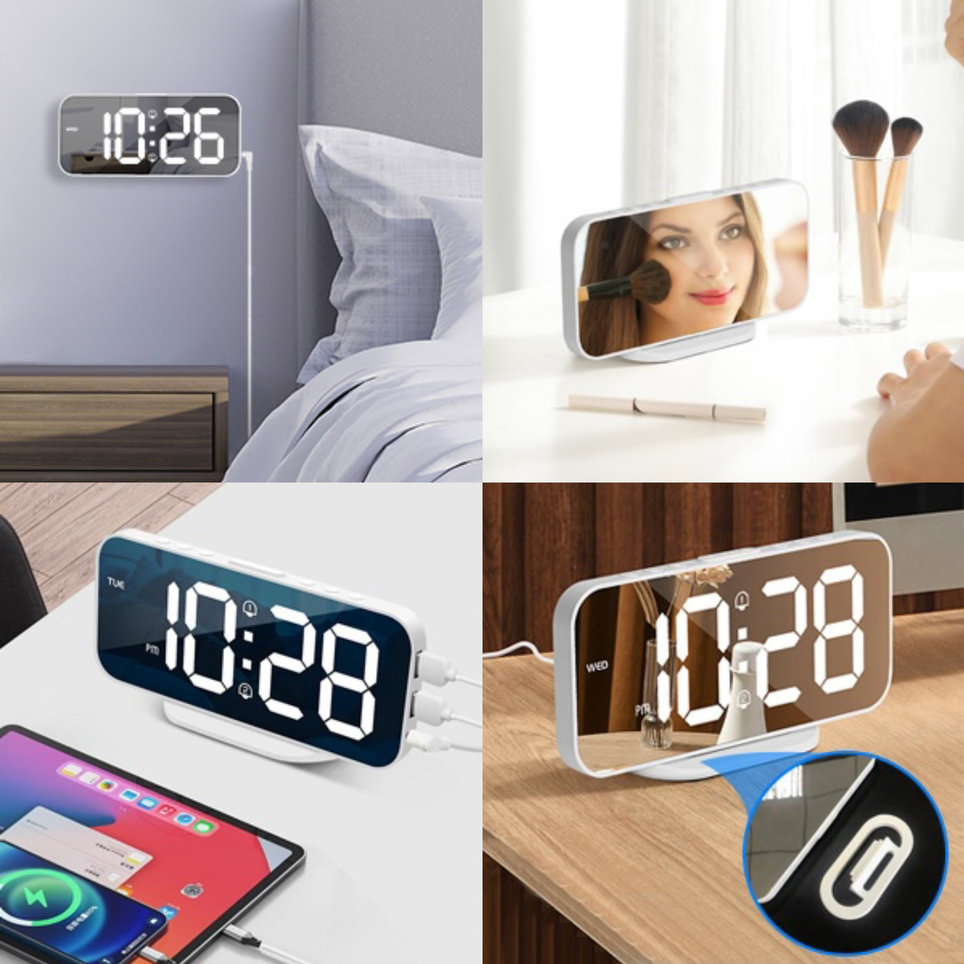 Digital Alarm Clock with USB Ports SMOUPING LED Bedside Clock