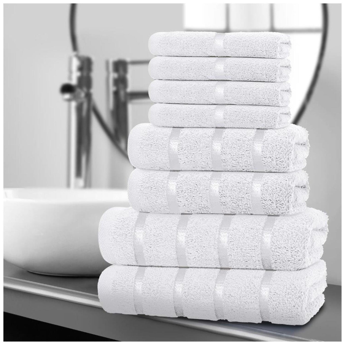 8‑Piece Egyptian Cotton Towel Set | Boston Design | Quick Dry