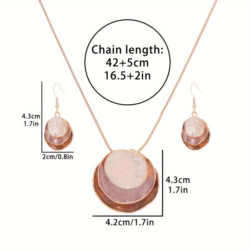 3‑Layer Round Enamel Jewellery Set Necklace & Earrings UK Delivery