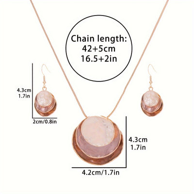 3‑Layer Round Enamel Jewellery Set Necklace & Earrings UK Delivery