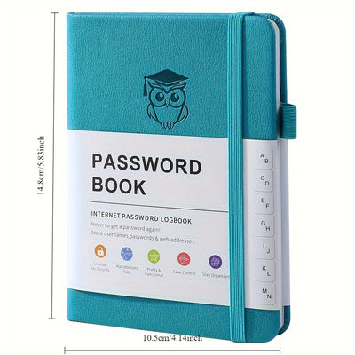 Leather Password Logbook with A‑Z Tabs Pocket Sized Organiser
