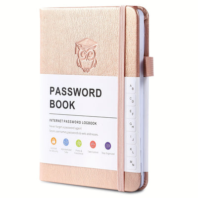 Leather Password Logbook with A‑Z Tabs Pocket Sized Organiser