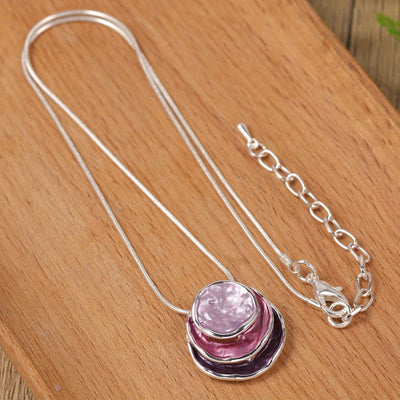 Elegant Blue Enamel Pendant Necklace 18K Gold Plated Zinc Alloy Rope Chain