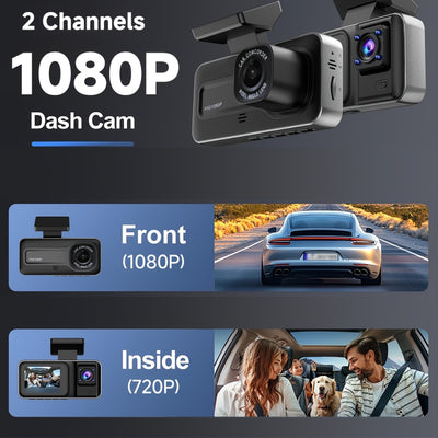 Dual Lens Car Dashcam 1080P+720P with Night Vision & Parking Mode