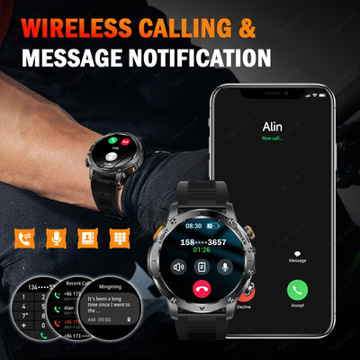 Paearofero Outdoor Smartwatch with 1000mAh Battery & LED Flashlight