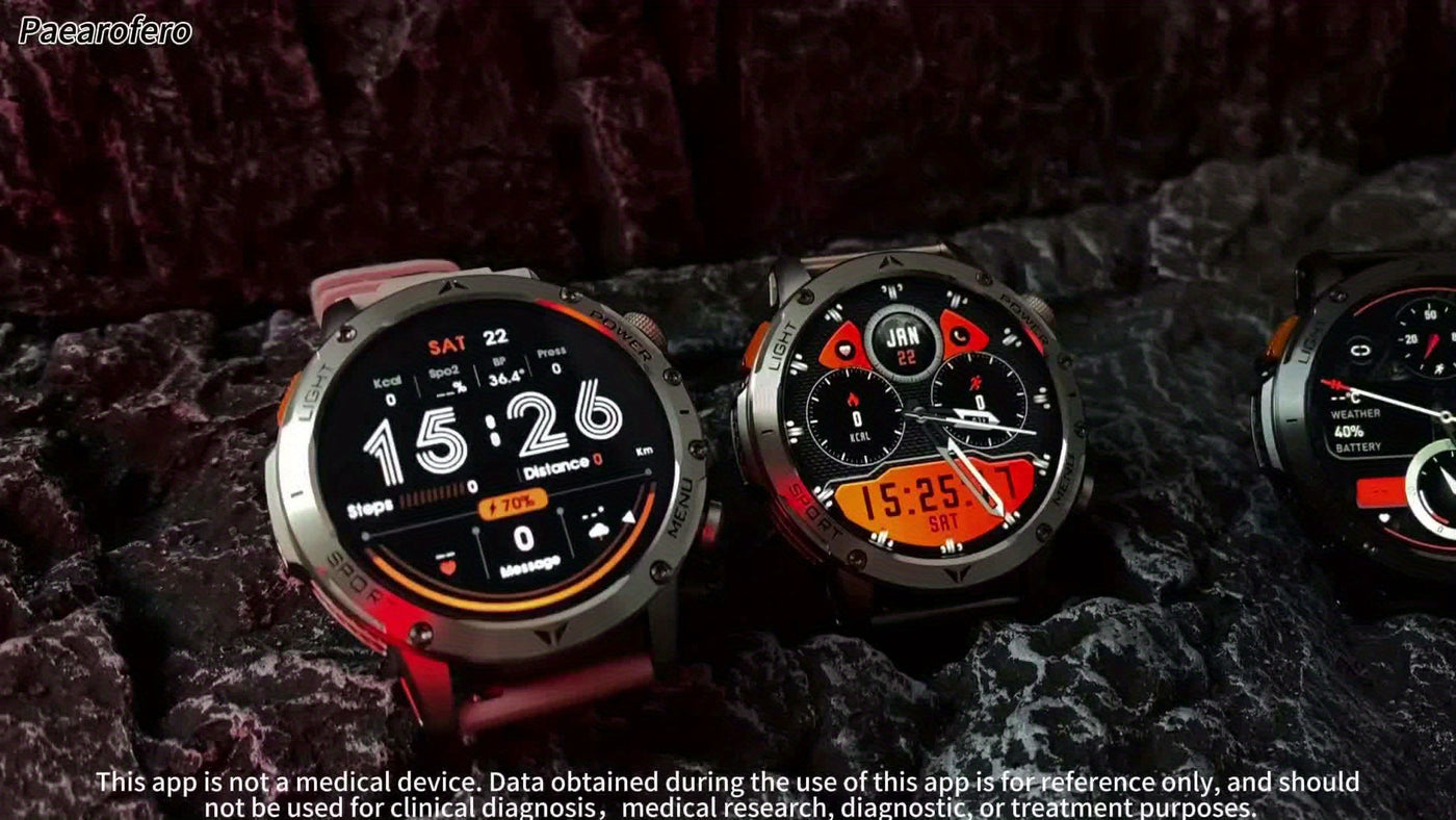Paearofero Outdoor Smartwatch with 1000mAh Battery & LED Flashlight