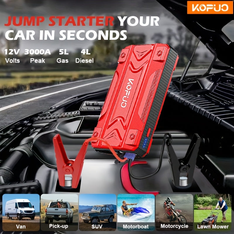 3000A Portable Car Battery Jump Starter | KOPUO Camping Essential