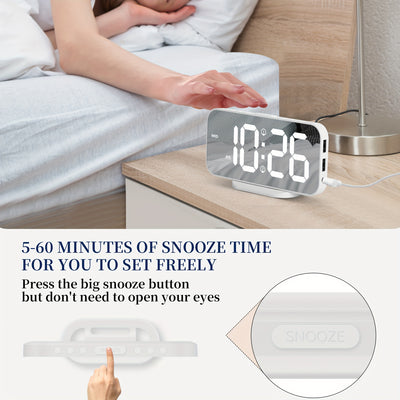 Digital Alarm Clock with USB Ports SMOUPING LED Bedside Clock