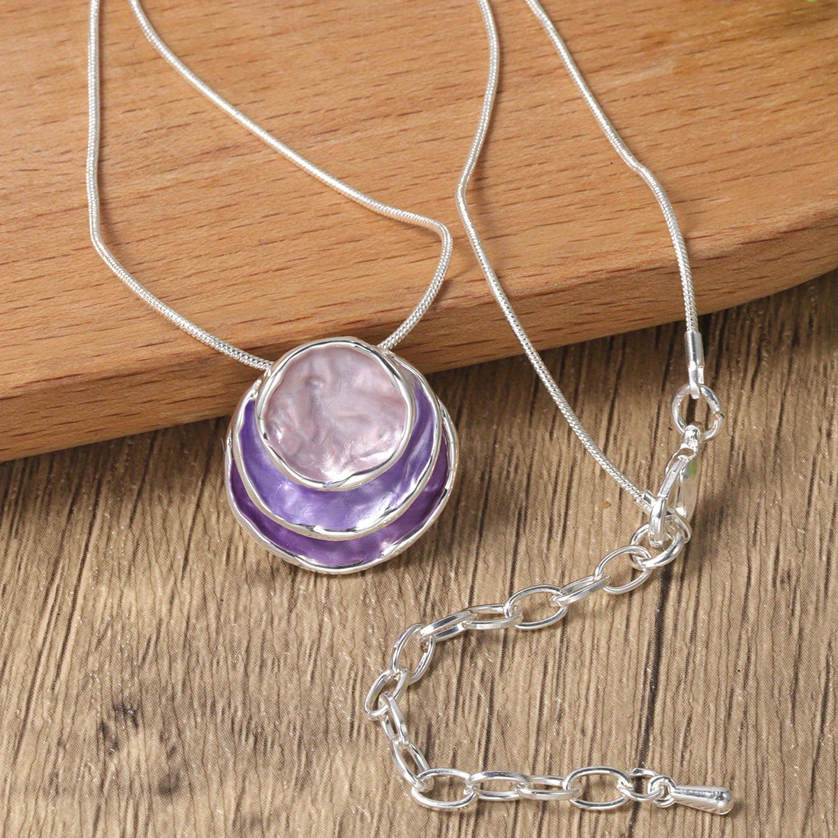 Elegant Blue Enamel Pendant Necklace 18K Gold Plated Zinc Alloy Rope Chain