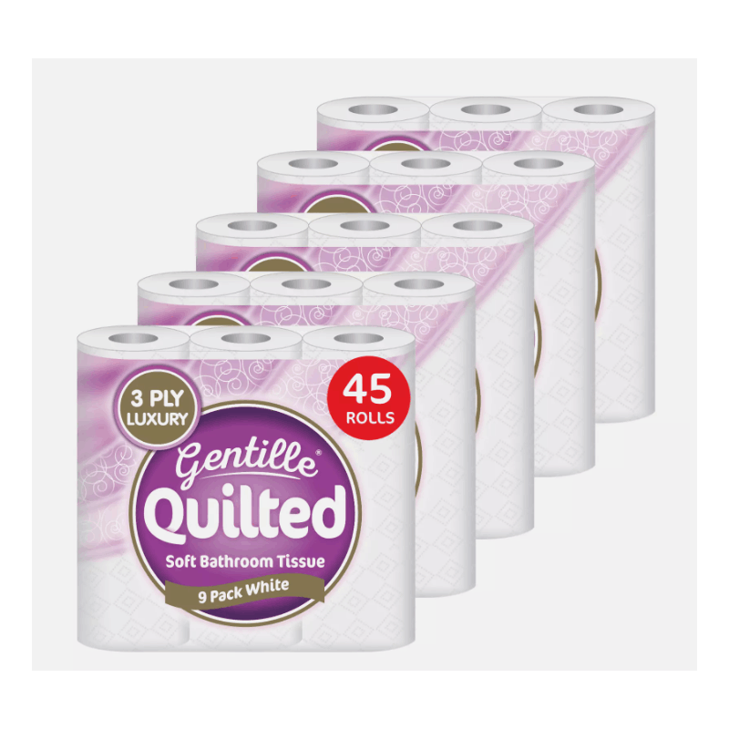 Gentille Quilted 3‑Ply Bathroom Tissue | 45 Rolls Soft & Strong