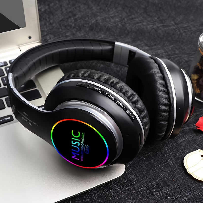 Wireless Foldable Headphones with Deep Bass, Mic & 3.5mm Jack