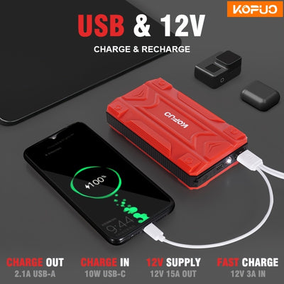 3000A Portable Car Battery Jump Starter | KOPUO Camping Essential