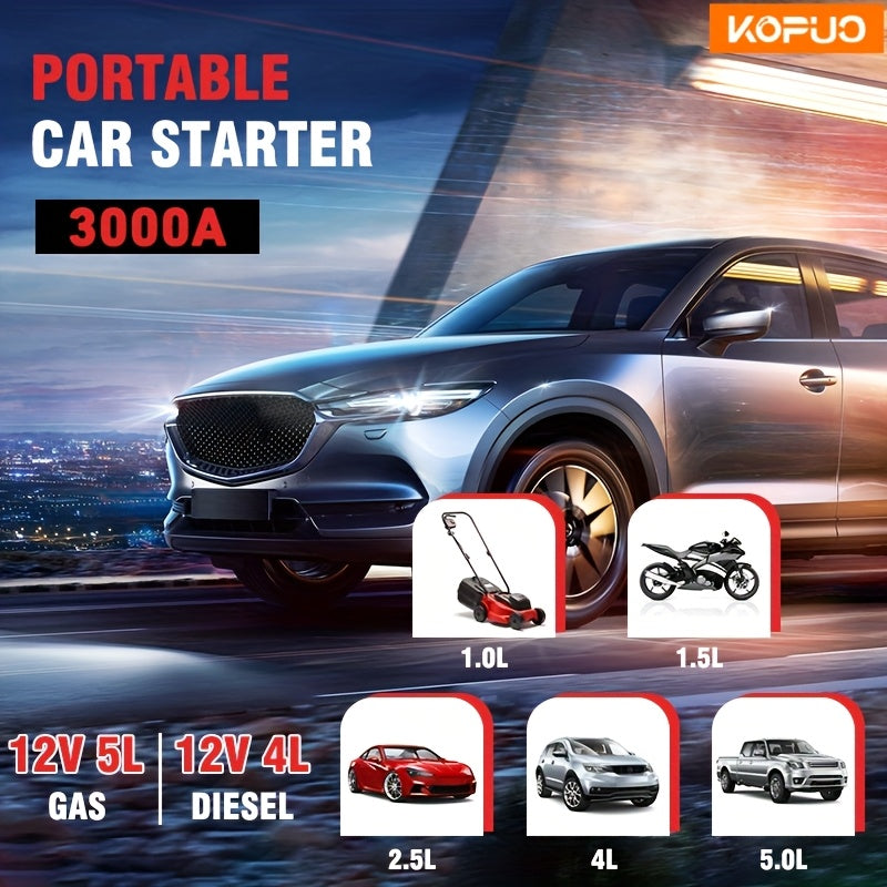 3000A Portable Car Battery Jump Starter | KOPUO Camping Essential