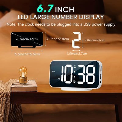 Digital Alarm Clock with USB Ports SMOUPING LED Bedside Clock
