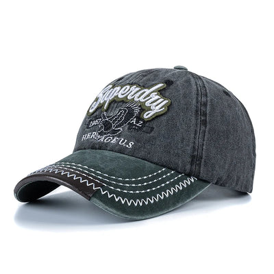 Washed Cotton Baseball Cap with Superday Embroidery Vintage‑Style Unisex Hat
