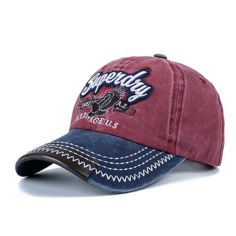 Washed Cotton Baseball Cap with Superday Embroidery Vintage‑Style Unisex Hat