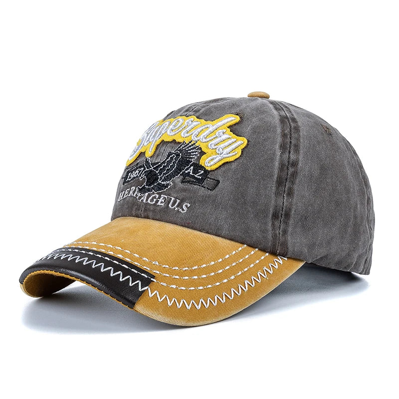 Washed Cotton Baseball Cap with Superday Embroidery Vintage‑Style Unisex Hat