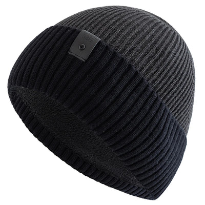 Unisex Fleece‑Lined Beanie Hat Warm Winter Knit Cap