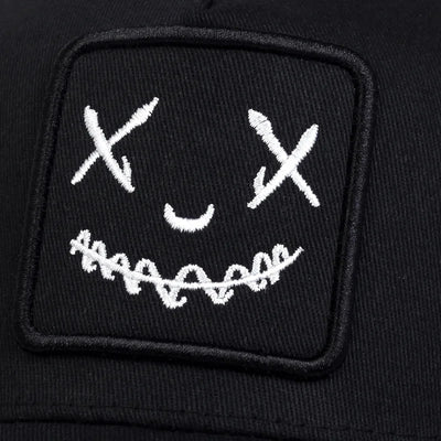 Unisex Summer Trucker Hat with Smile Patch Adjustable Mesh Cap
