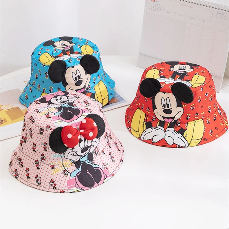 Children’s Mickey & Minnie Cartoon Bucket Hat Unisex Polyester Sun‑Protective Cap