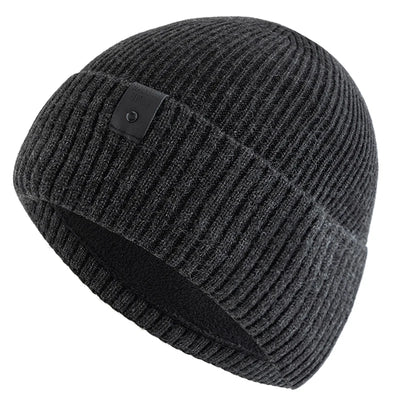 Unisex Fleece‑Lined Beanie Hat Warm Winter Knit Cap