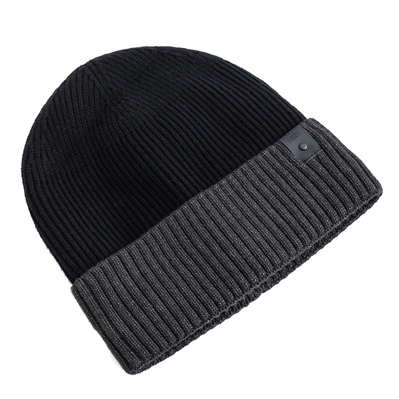 Unisex Fleece‑Lined Beanie Hat Warm Winter Knit Cap