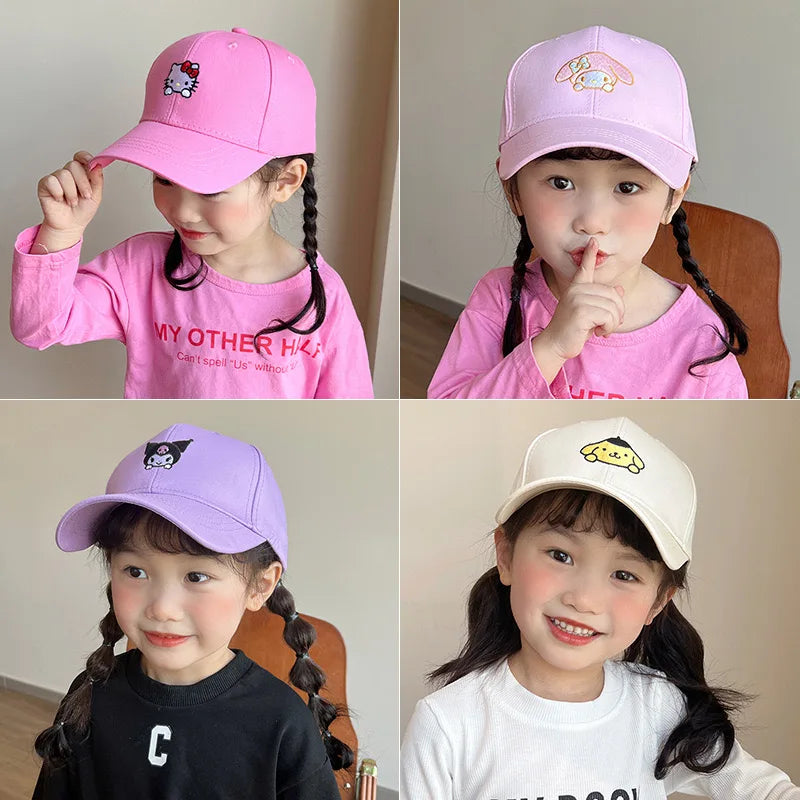 Kids’ Sanrio Cotton Baseball Cap Hello Kitty, Kuromi & Cinnamoroll Adjustable Hat