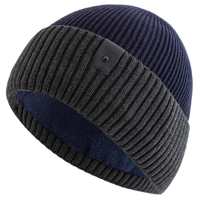 Unisex Fleece‑Lined Beanie Hat Warm Winter Knit Cap