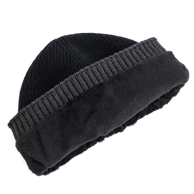 Unisex Fleece‑Lined Beanie Hat Warm Winter Knit Cap