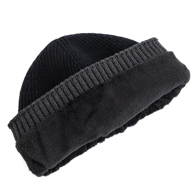 Unisex Fleece‑Lined Beanie Hat Warm Winter Knit Cap