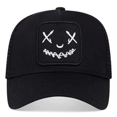 Unisex Summer Trucker Hat with Smile Patch Adjustable Mesh Cap