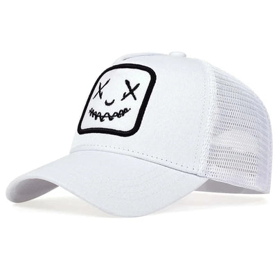 Unisex Summer Trucker Hat with Smile Patch Adjustable Mesh Cap
