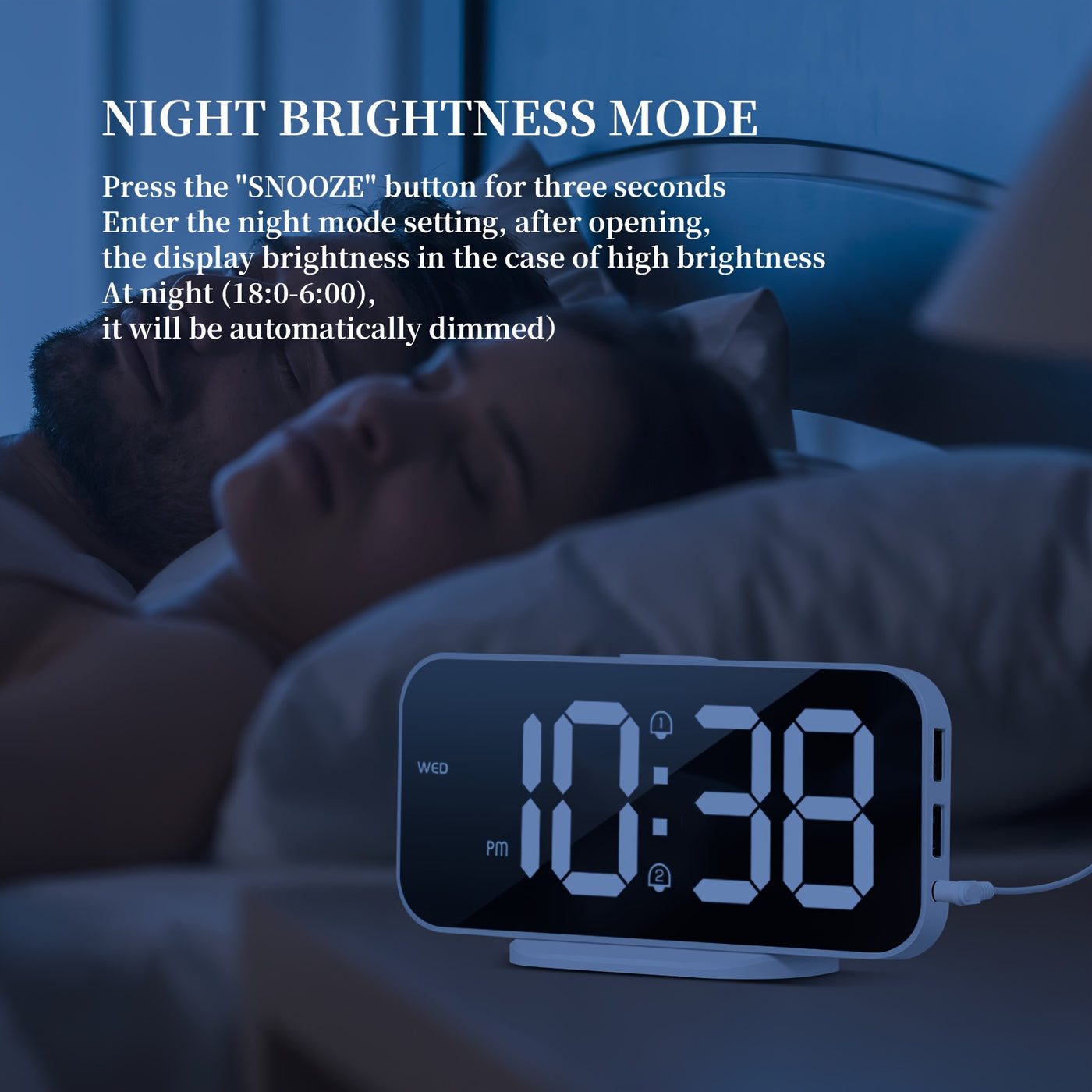 Digital Alarm Clock with USB Ports SMOUPING LED Bedside Clock