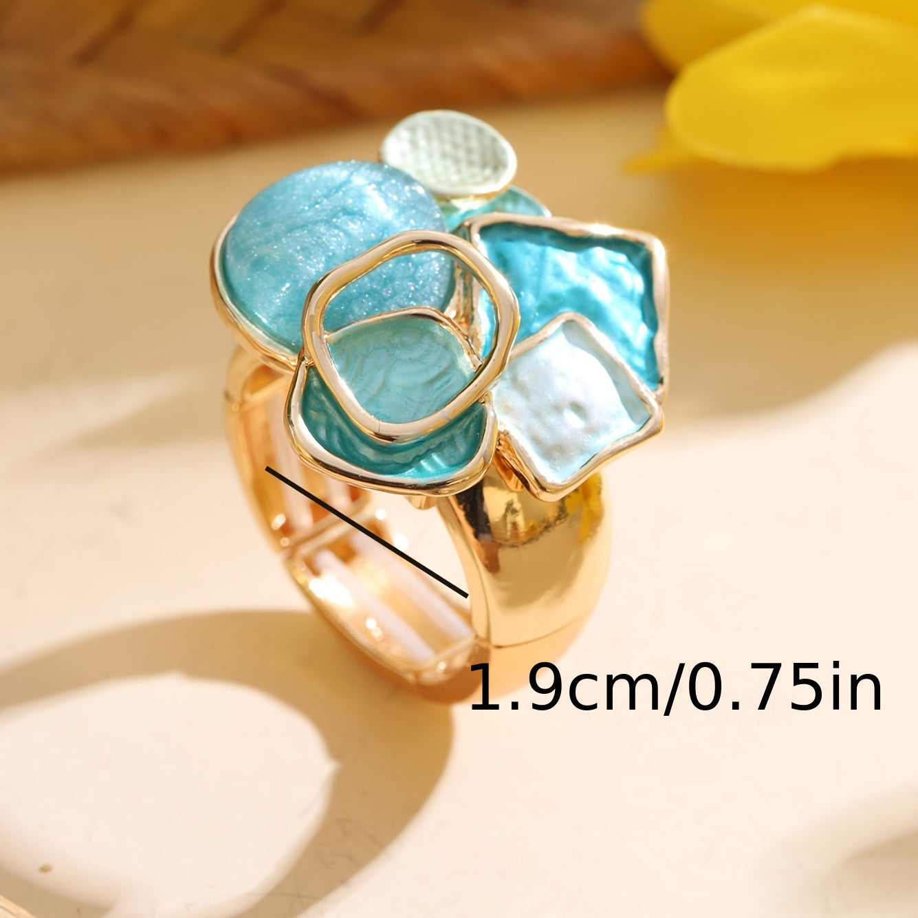 Bohemian Geometric Ring - Elastic Enamel & Gold Finish | UK