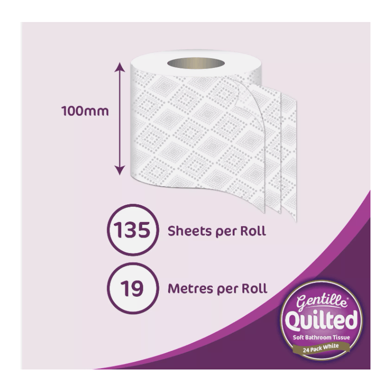 Gentille Quilted 3‑Ply Bathroom Tissue | 45 Rolls Soft & Strong