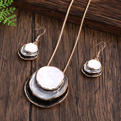 3‑Layer Round Enamel Jewellery Set Necklace & Earrings UK Delivery