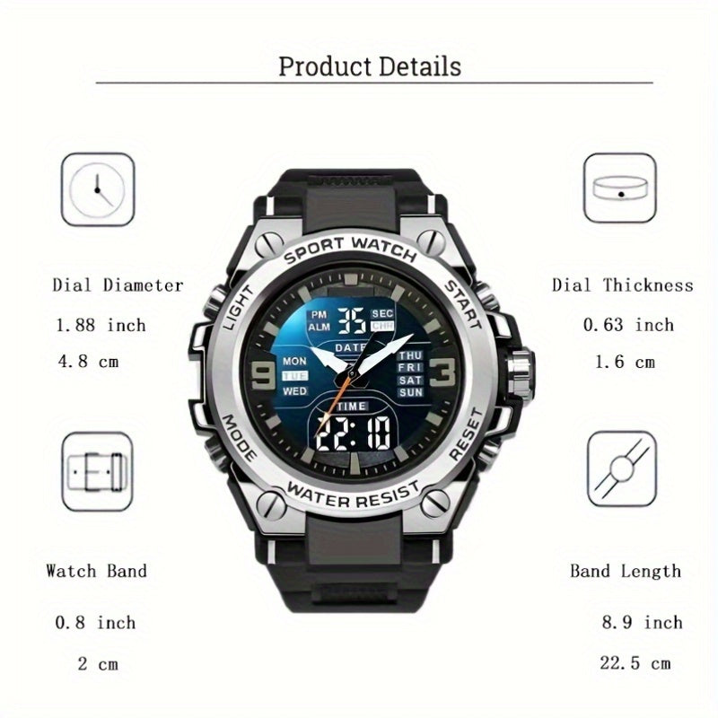 Multi‑Sport Men's Digital Chronograph Watch | Luminous Display