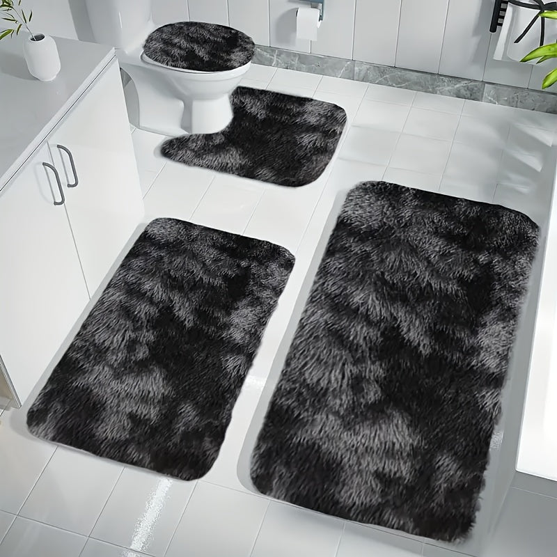 4‑Piece Fluffy Bathroom Mat Set - Soft, Absorbent & Non‑Slip | UK