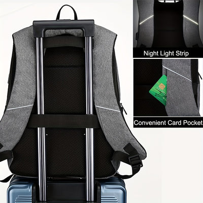 Men’s Anti‑Theft Business Laptop Backpack Large Capacity Travel Rucksack with Adjustable Shoulder Straps