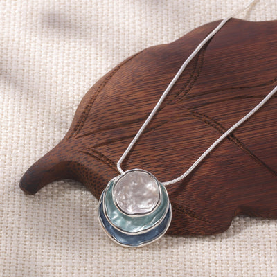 Elegant Blue Enamel Pendant Necklace 18K Gold Plated Zinc Alloy Rope Chain