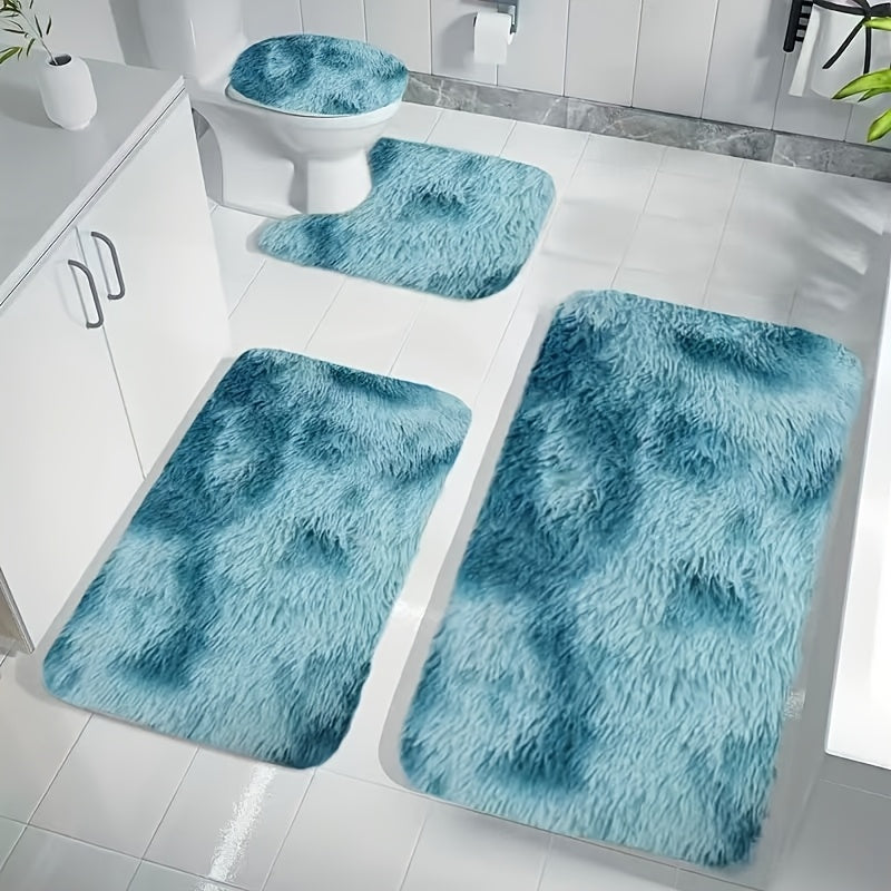 4‑Piece Fluffy Bathroom Mat Set - Soft, Absorbent & Non‑Slip | UK