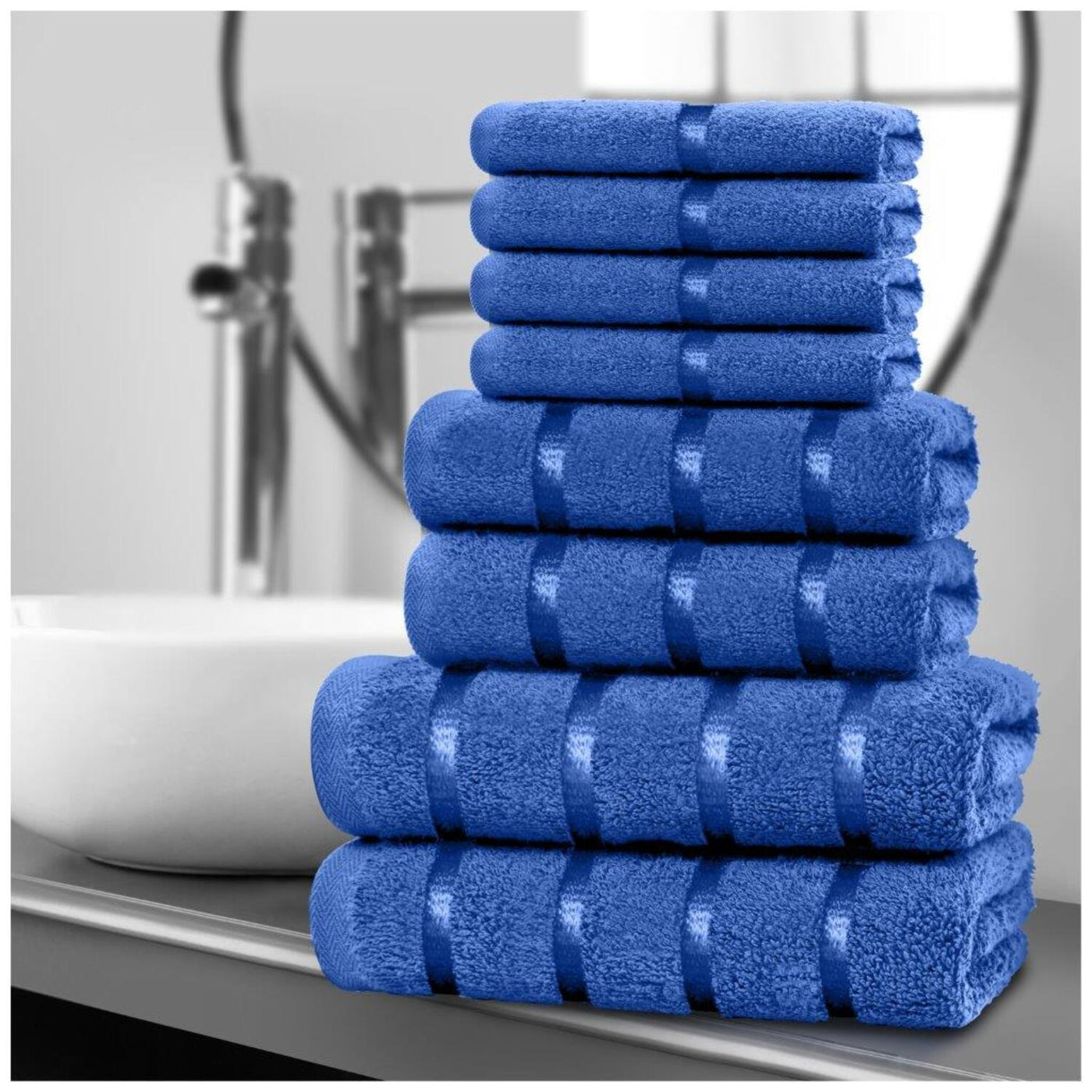 8‑Piece Egyptian Cotton Towel Set | Boston Design | Quick Dry