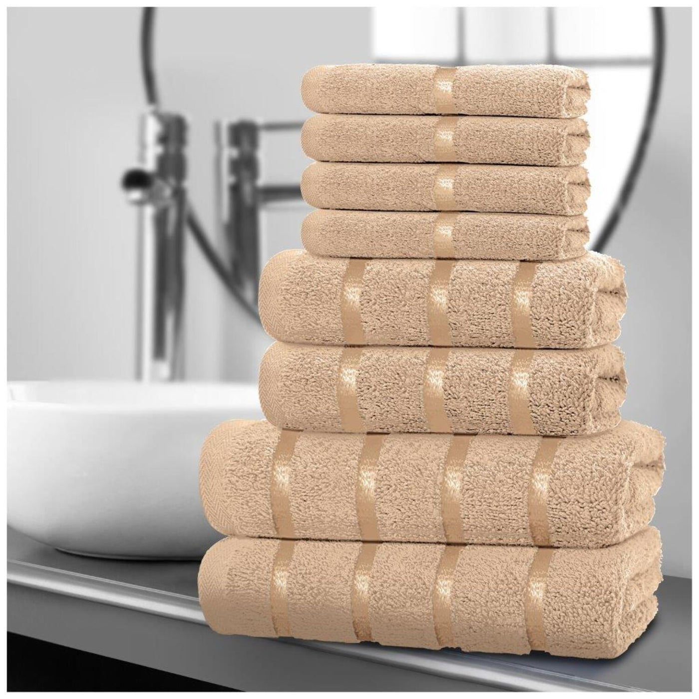 8‑Piece Egyptian Cotton Towel Set | Boston Design | Quick Dry