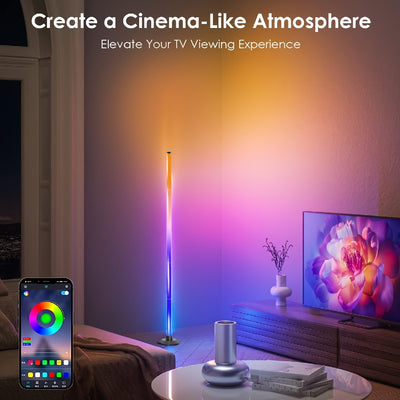 Smart RGB Corner Floor Lamp with Music Sync | Premium Home