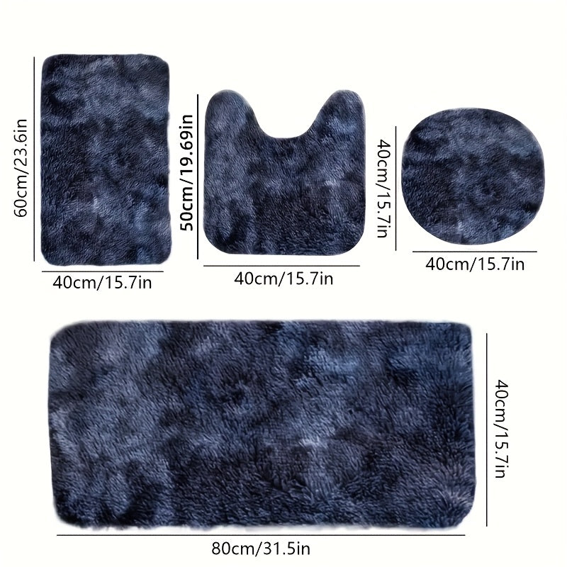 4‑Piece Fluffy Bathroom Mat Set - Soft, Absorbent & Non‑Slip | UK