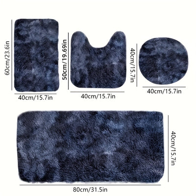 4‑Piece Fluffy Bathroom Mat Set - Soft, Absorbent & Non‑Slip | UK